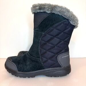 Columbia Women's Waterproof Winter Boots Size 7 Faux Fur Trim Black